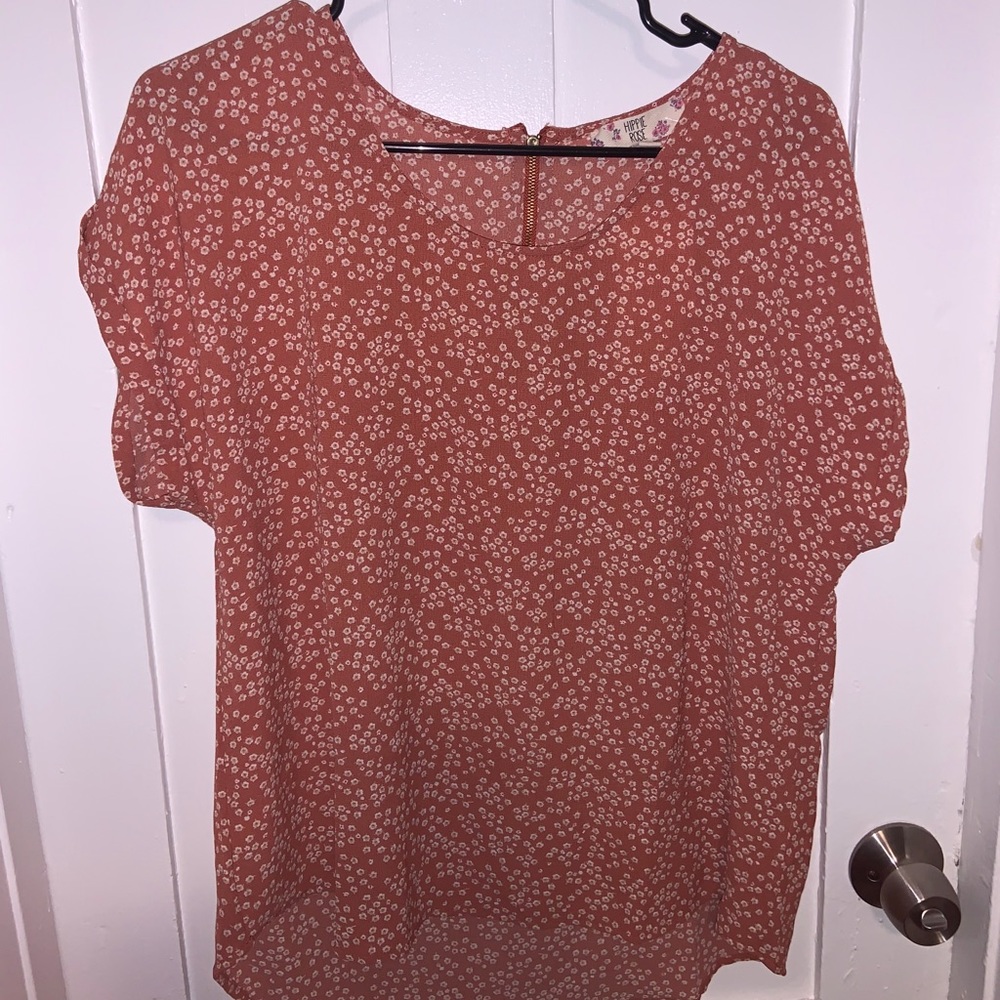 Burnt Orange Flower Blouse